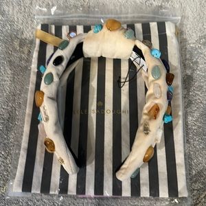 Lele Sadoughi mixed healing crystals knotted headband NWT